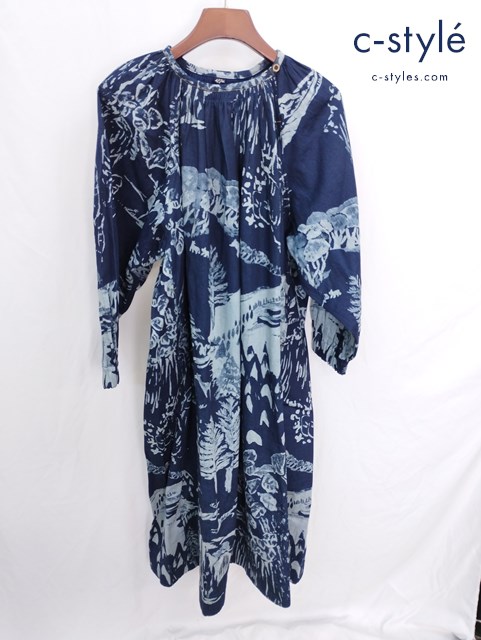 45R フォーティーファイブアール YAMALOHAプリントのチロルドレス インディゴ