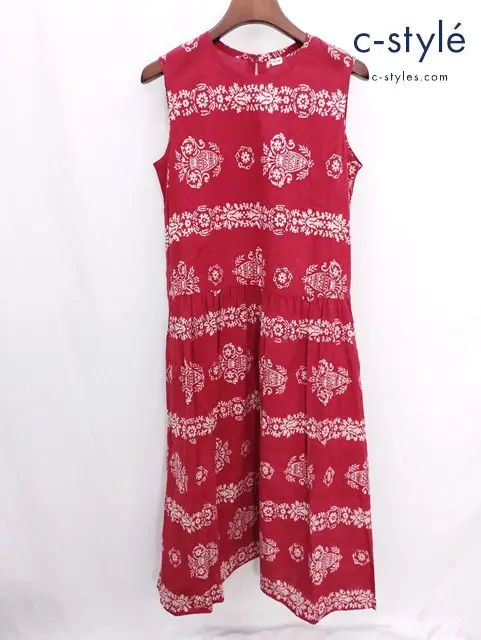 45R フォーティーファイブアール ノースリーブワンピース レッド コットン