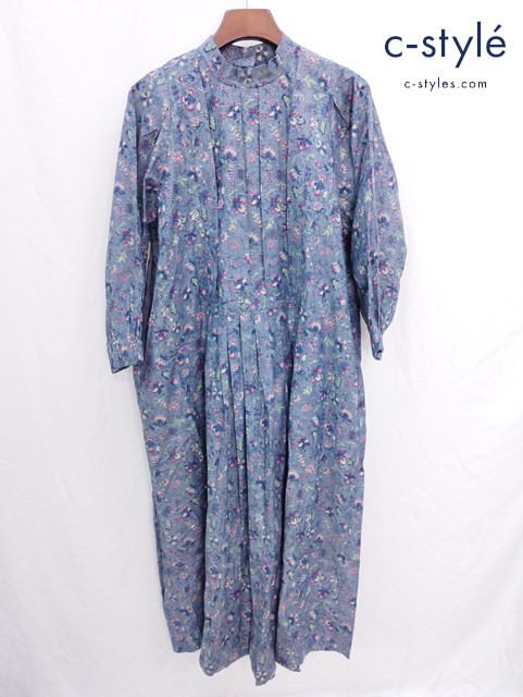 45R フォーティーファイブアール ダンガリー春花プリントのドレス ブルー系 コットン 小花