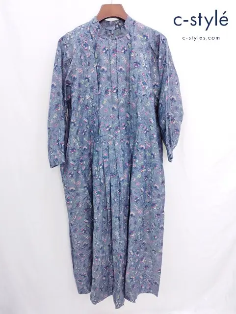 45R フォーティーファイブアール ダンガリー春花プリントのドレス ブルー系 コットン 小花