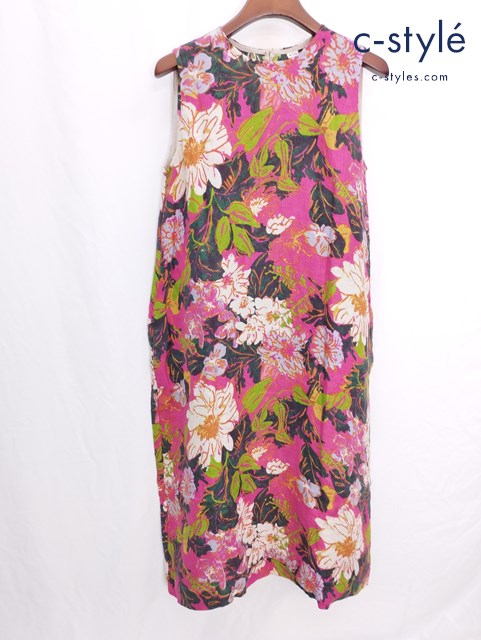 45R フォーティファイブアール コットンリネン二重織フラワーDRESS 0 マルチカラー ワンピース 花柄