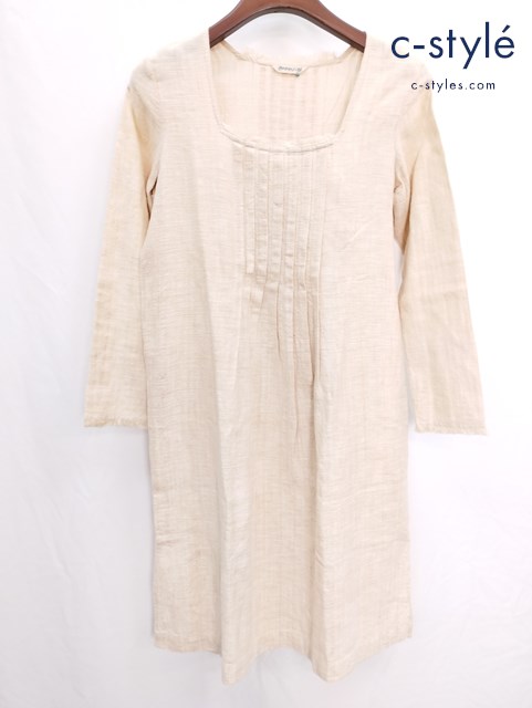 Badou-R バドゥアール フロントタックコットン紬ワンピース 1 ベージュ 45R フォーティファイブアール