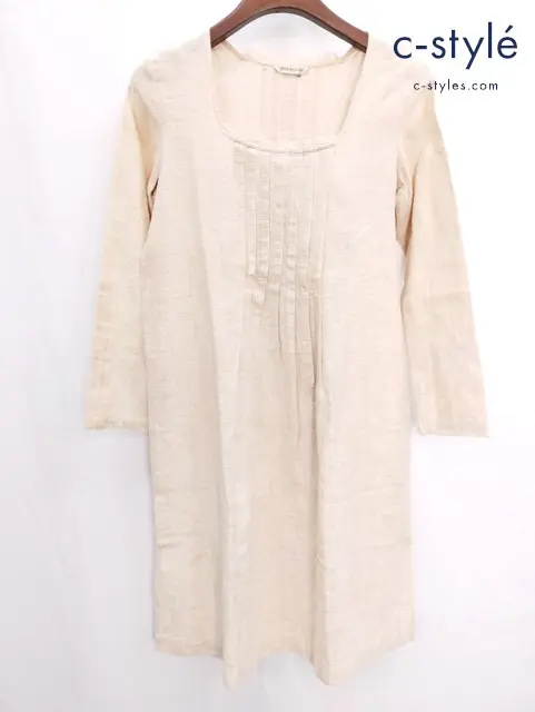 Badou-R バドゥアール フロントタックコットン紬ワンピース 1 ベージュ 45R フォーティファイブアール