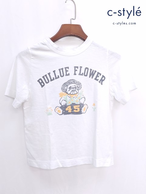 45R フォーティファイブアール BULLUE FLOWER ブルフラワープリント Tシャツ ホワイト コットン
