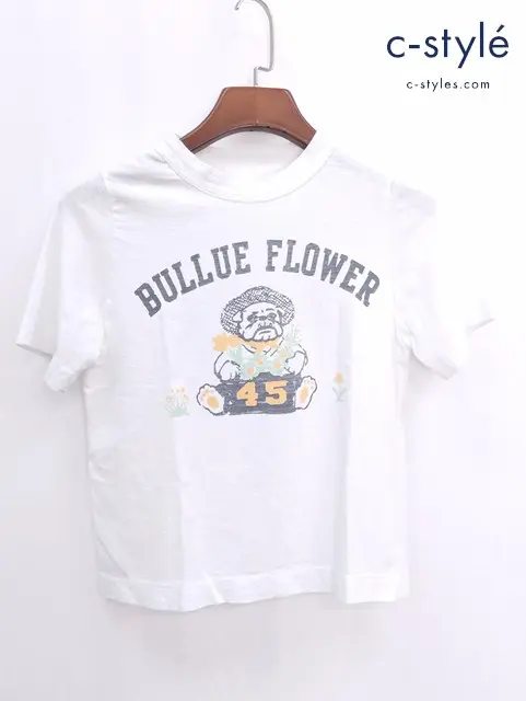 45R フォーティファイブアール BULLUE FLOWER ブルフラワープリント Tシャツ ホワイト コットン