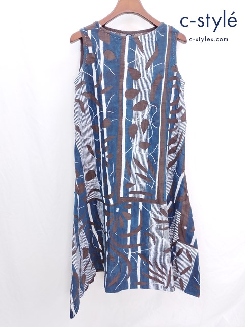 45R フォーティファイブアール ハンドアップリケのワンピース 0 インディゴ ノースリーブ