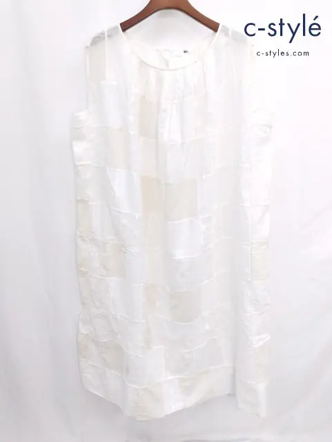 45R フォーティファイブアール ノースリーブ パッチワーク ワンピース 0 ホワイト系 コットン