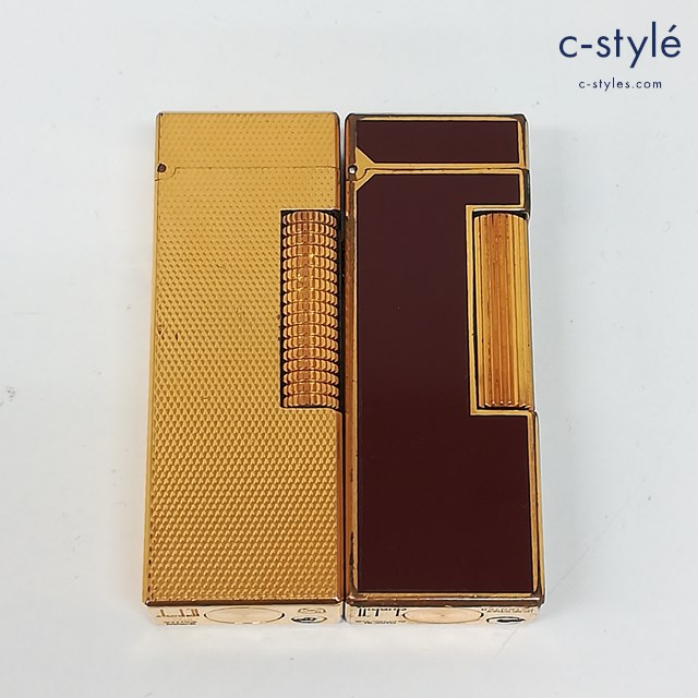 dunhill ダンヒル ガスライター スイス製 RE24163 ゴールド 赤茶 喫煙具