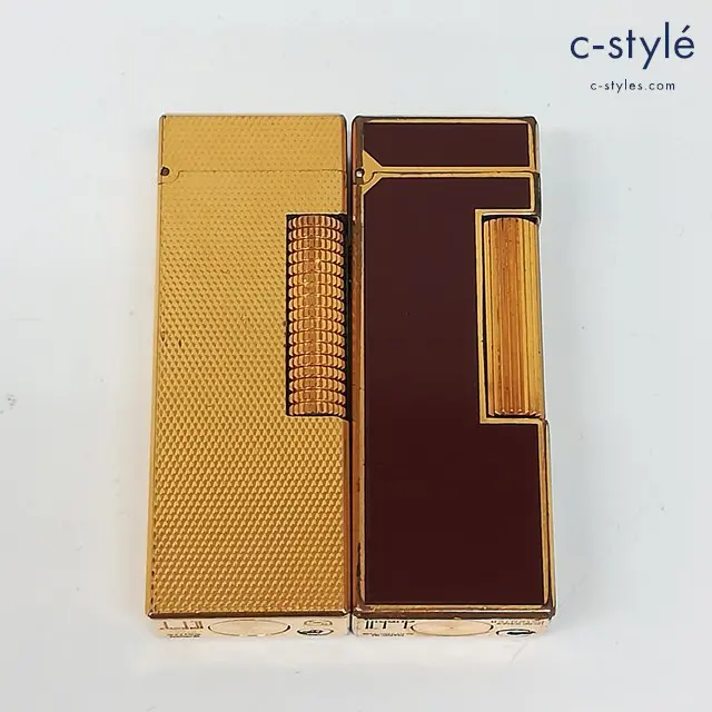 dunhill ダンヒル ガスライター スイス製 RE24163 ゴールド 赤茶 喫煙具