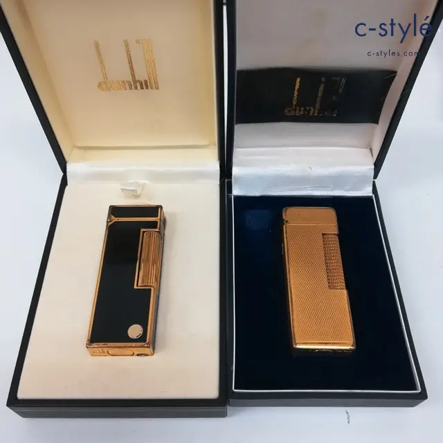 dunhill ダンヒル ガスライター スイス製 ブラック ゴールド 喫煙具 箱付