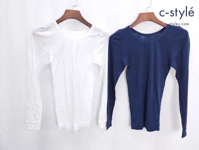 45R フォーティーファイブアール 長袖シャツ 2 ホワイト ネイビー コットン レディース