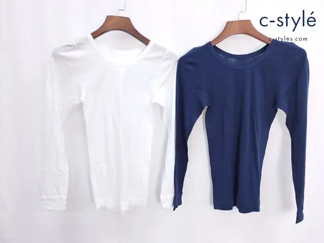 45R フォーティーファイブアール 長袖シャツ 2 ホワイト ネイビー コットン レディース