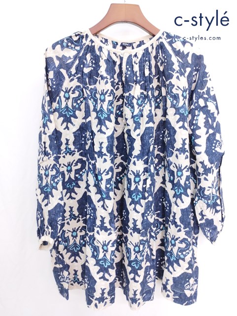 45R フォーティーファイブアール カットソー 0 インディゴ 総柄 リネン レディース