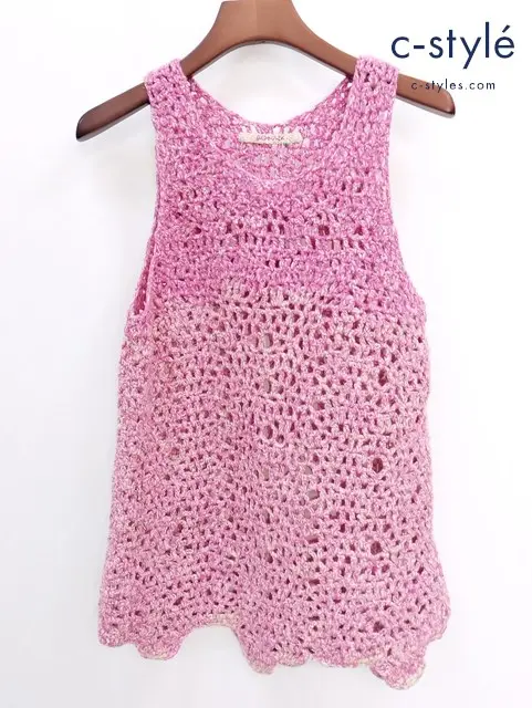 Badou-R バドウアール ニットベストトップス 2 ピンク ウール コットン レディース