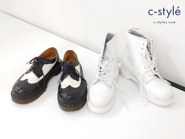 Dr.Martens ドクターマーチン 8ホールブーツ UK6 ホワイト 1460 ブローグシューズ UK6 白×黒 10458 計2点