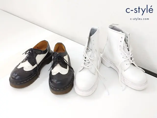 Dr.Martens ドクターマーチン 8ホールブーツ UK6 ホワイト 1460 ブローグシューズ UK6 白×黒 10458 計2点
