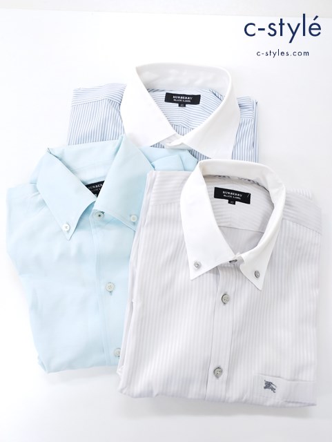 BURBERRY BLACK LABEL バーバリーブラックレーベル Yシャツ 長袖 まとめ 39 40 水色 グレー系 ブルー系 計3点