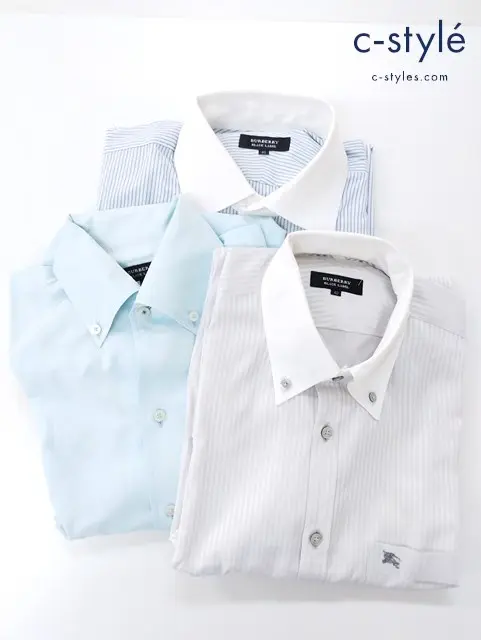 BURBERRY BLACK LABEL バーバリーブラックレーベル Yシャツ 長袖 まとめ 39 40 水色 グレー系 ブルー系 計3点