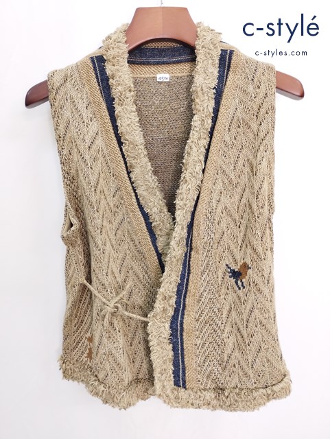 45R フォーティーファイブアール ジャガードベスト 小鳥柄 0 茶色系 日本製 8068020 レディース