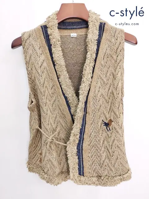 45R フォーティーファイブアール ジャガードベスト 小鳥柄 0 茶色系 日本製 8068020 レディース