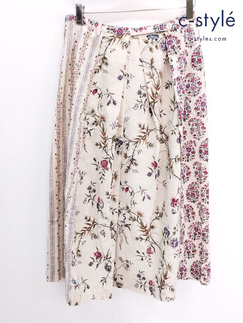 45R フォーティーファイブアール スカート 花柄 2 ベージュ 綿100％ 7044028 日本製 レディース