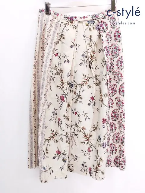 45R フォーティーファイブアール スカート 花柄 2 ベージュ 綿100％ 7044028 日本製 レディース