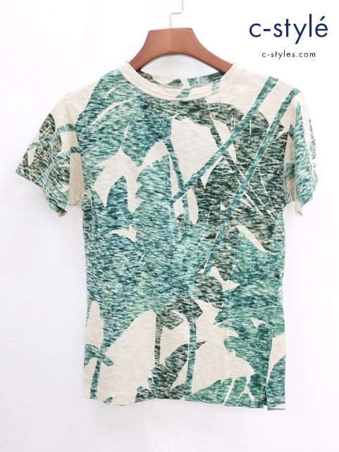 45R フォーティーファイブアール Tシャツ 半袖 2 ベージュ×グリーン 綿100％ 5057236 日本製 レディース