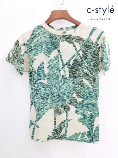 45R フォーティーファイブアール Tシャツ 半袖 2 ベージュ×グリーン 綿100％ 5057236 日本製 レディース