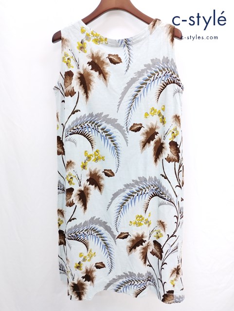 45rpm フォーティーファイブアールピーエム ノースリーブワンピース ボタニカル柄 2 水色系 綿100％