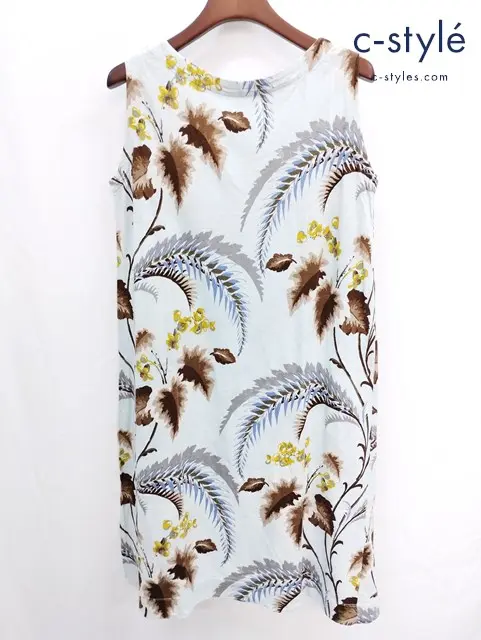 45rpm フォーティーファイブアールピーエム ノースリーブワンピース ボタニカル柄 2 水色系 綿100％