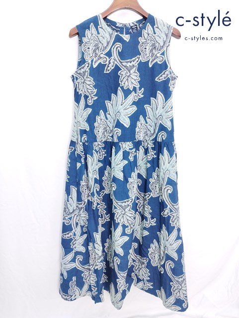 45R フォーティファイブアール 更紗プリントのドレス インディゴ ワンピース コットン