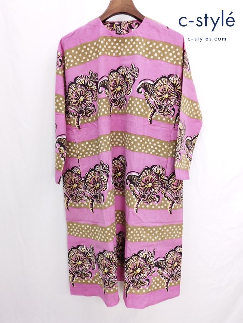 45R フォーティファイブアール 五つの海の歳時記ドレス ピンク ワンピース 総柄 コットン