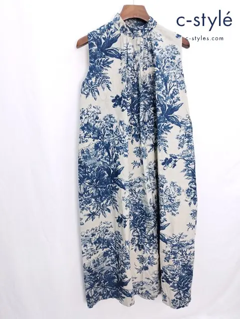 45R フォーティファイブアール ノースリーブ ワンピース 0 インディゴ 総柄 コットン