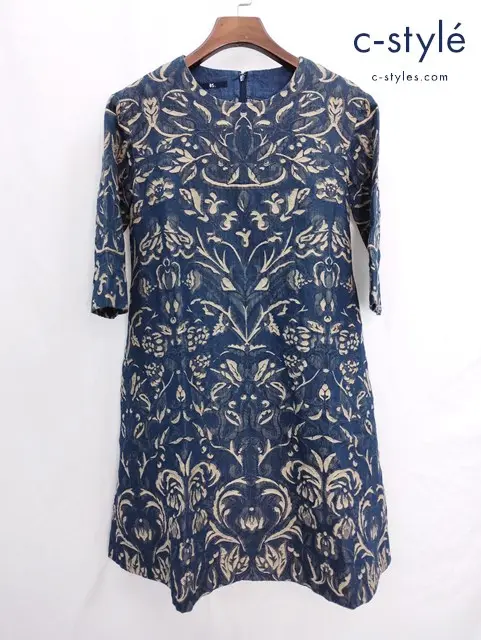 45R フォーティファイブアール ジャガード ワンピース 2 インディゴ コットン