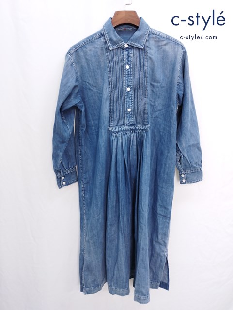 45R フォーティファイブアール デニム ワンピース 2 インディゴ ギャザー コットン
