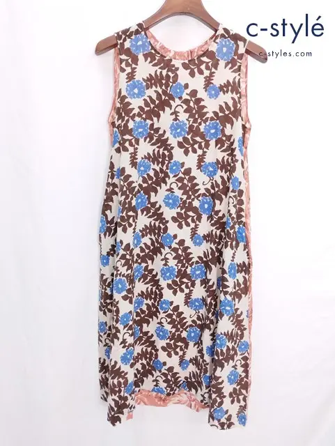 45R フォーティーファイブアール ノースリーブワンピース 0 マルチカラー フラワー 花柄 綿100％