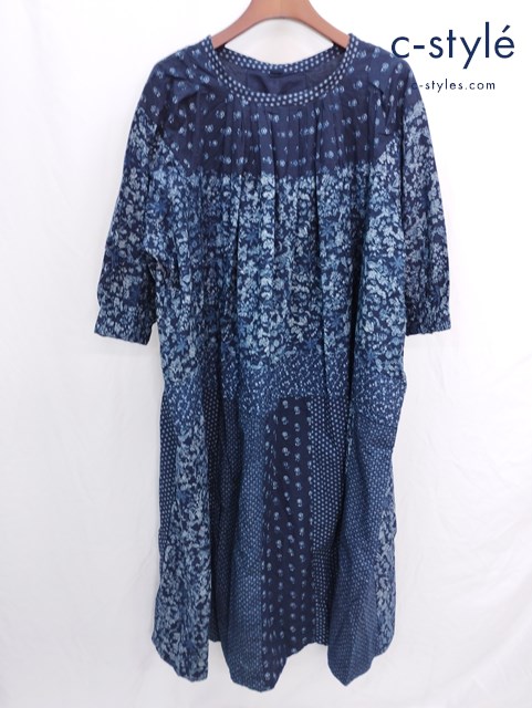 45R フォーティファイブアール タペットの小花パッチワークドレス インディゴ ワンピース