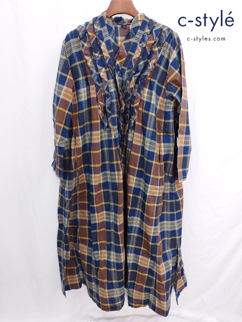 45R フォーティファイブアール インド麦平のマドラスフリルドレス マルチカラー ワンピース