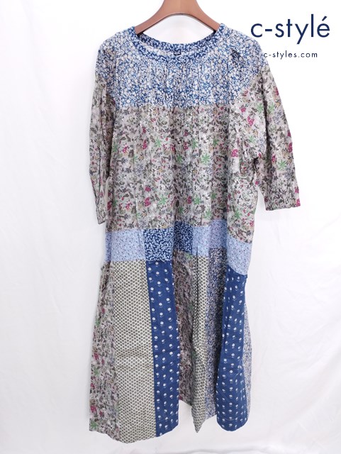 45R フォーティファイブアール カディの小花パッチワークドレス マルチカラー