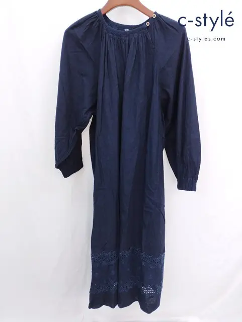45R フォーティファイブアール カットワークのチロルドレス インディゴ ワンピース