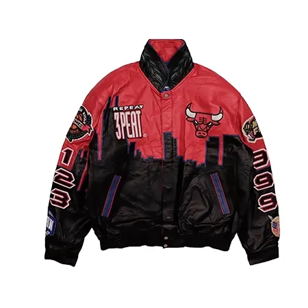 JEFF HAMILTON(ジェフハミルトン) ジャケット CHICAGO BULLS 3PEAT LEATHER JACKET (RED)