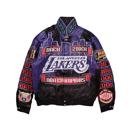 JEFF HAMILTON(ジェフハミルトン) ジャケット LOS ANGELES LAKERS BACK 2 BACK 2001 LEATHER JACKET (PURPLE)