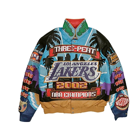 JEFF HAMILTON(ジェフハミルトン) ジャケット LOS ANGELES LAKERS THREE PEAT 2002 LEATHER JACKET (SKY)