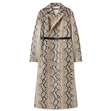 JIL SANDER(ジルサンダー) コート レザーベルト付き パイソンプリント レザー ロングコート