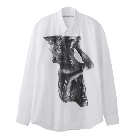 JOHN LAWRENCE SULLIVAN(ジョンローレンスサリバン) シャツ Oversized print shirt | White 3A007-0221-20