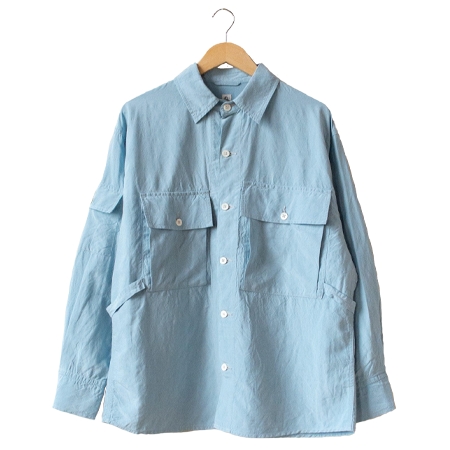 KAPTAIN SUNSHINE(キャプテンサンシャイン) シャツ Washed Silk Linen Field Shirt Jacket – Saxe Blue