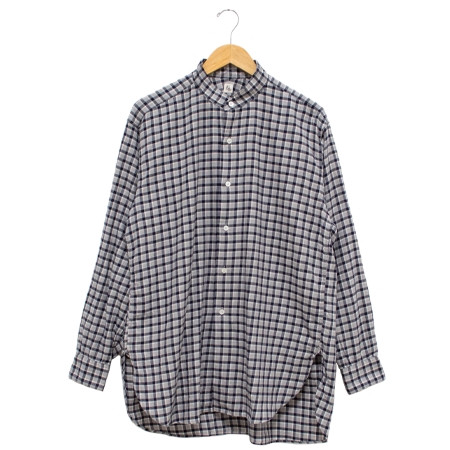 KAPTAIN SUNSHINE(キャプテンサンシャイン) シャツ Suvin Cashmere Flannel Stand Collar Shirt – Navy Plaid