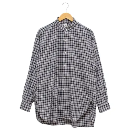 KAPTAIN SUNSHINE(キャプテンサンシャイン) シャツ Suvin Cashmere Flannel Stand Collar Shirt – Navy Plaid