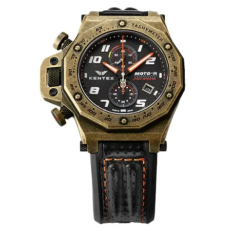 KENTEX(ケンテックス) モトアール MOTO-R chronograph ブロンズビンテージPVD加工×オレンジ[S787X-14]