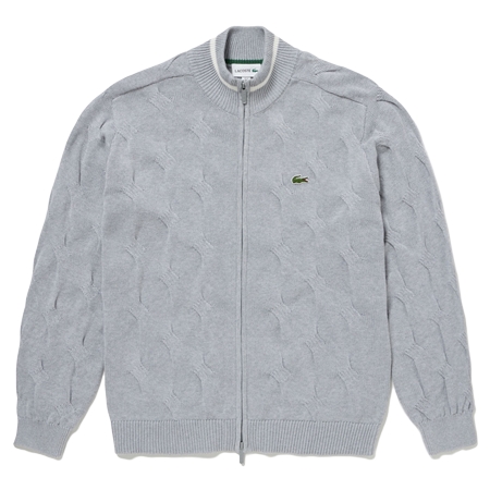 L+C41:C91ACOSTE(ラコステ) カーディガン 変形ケーブルジップアップコットンニットテニスカーディガン